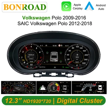 Panel de Instrumentos Digital LCD Bonroad de 12.3 Pulgadas para Volkswagen Polo 6R 2009-2016, Cabina Virtual, Velocímetro 1