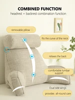 Reading Study Pillow,Bed Wedge with Arms and Pockets Bolster Back Support, Lumbar for Sofa,Office Chair Decorative Pillow 2