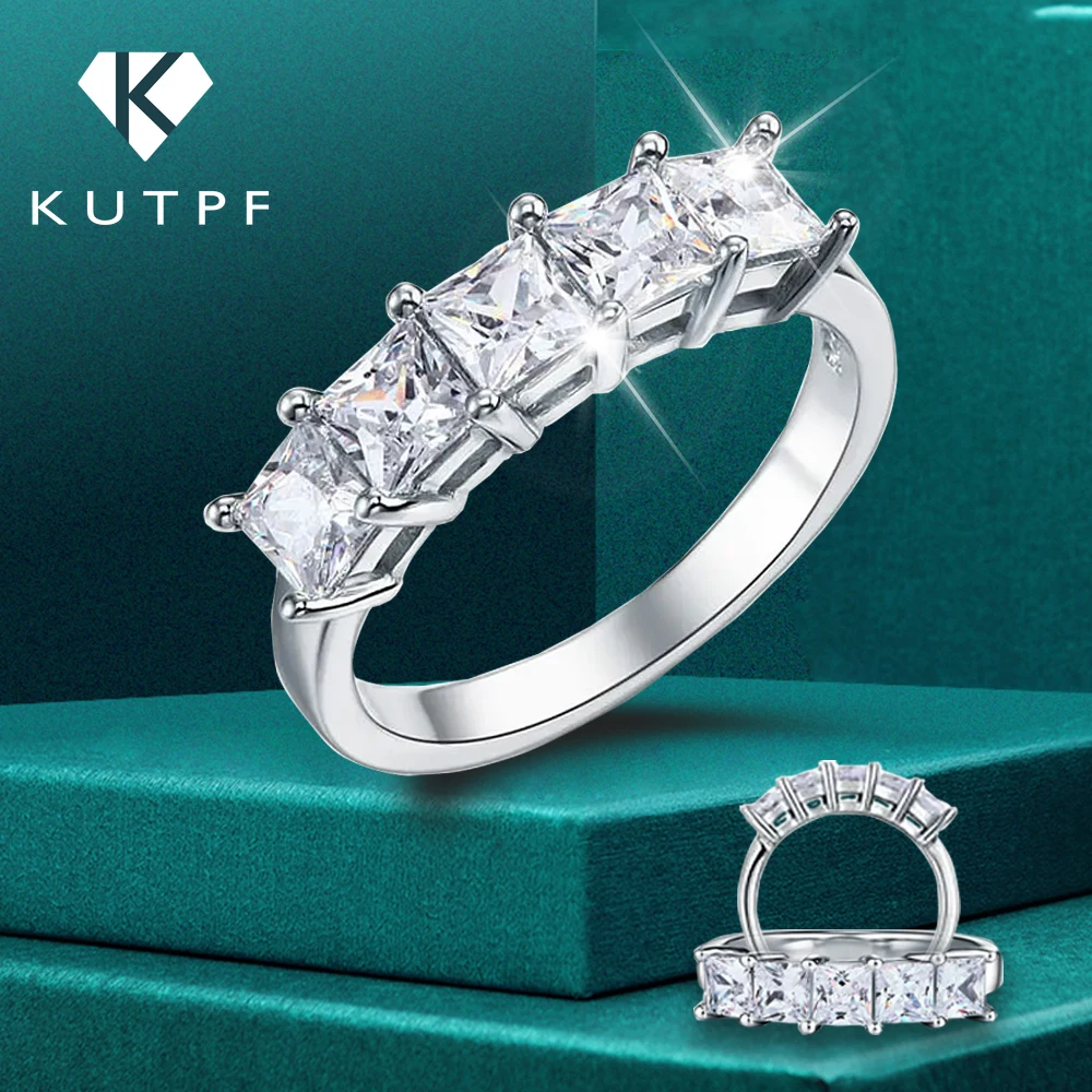 Princess Cut Sterling Silver Diamond Eternity Band Eternity Ring