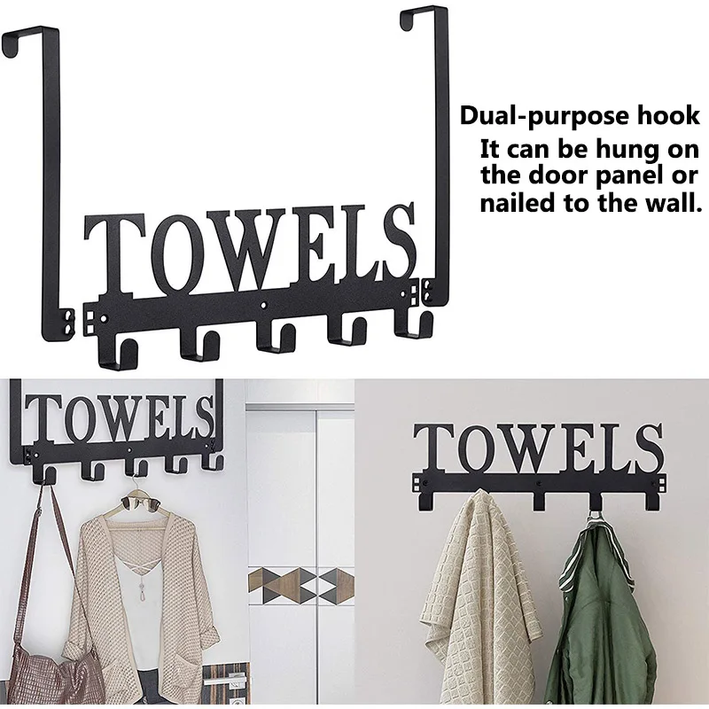 Description Picture 6 of itemSweet Home Black Metal Balcony Wall-mounted Clothes Rack Key Holder Kitchen Organizer Bathroom Rangement Hooks Hangers Storage