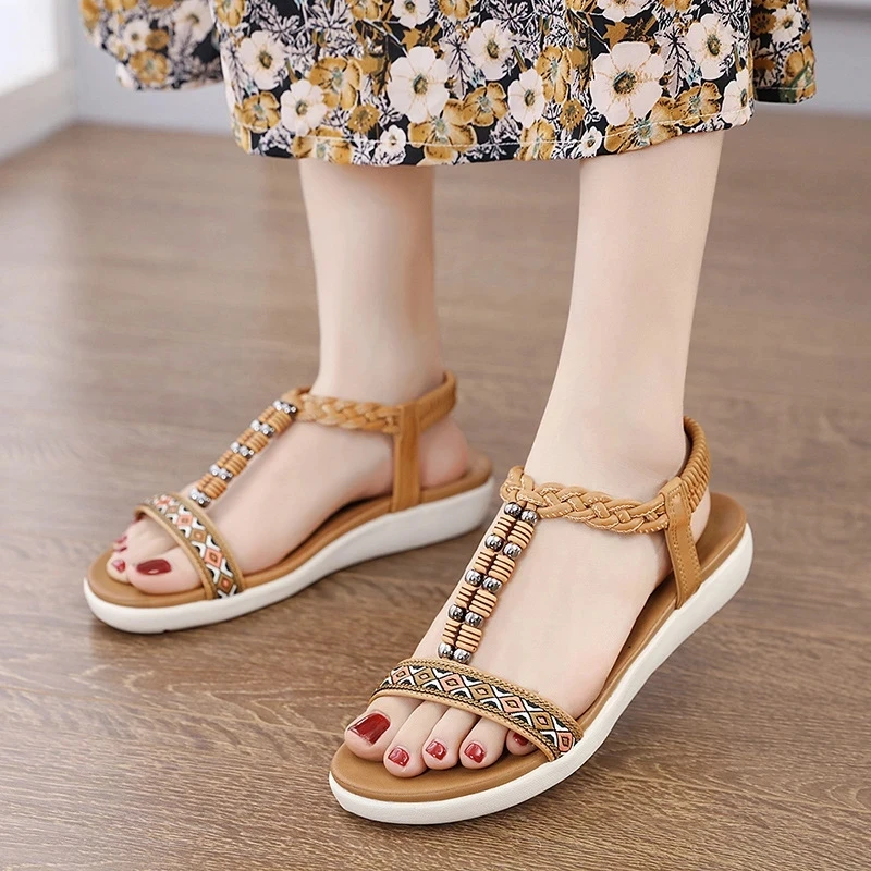 High Quality Sandals Women Summer Shoes Ladies Casual Bohemia Flat Sandals  Women Open Toe Soft Bottom Beach Shoes free shipping - AliExpress