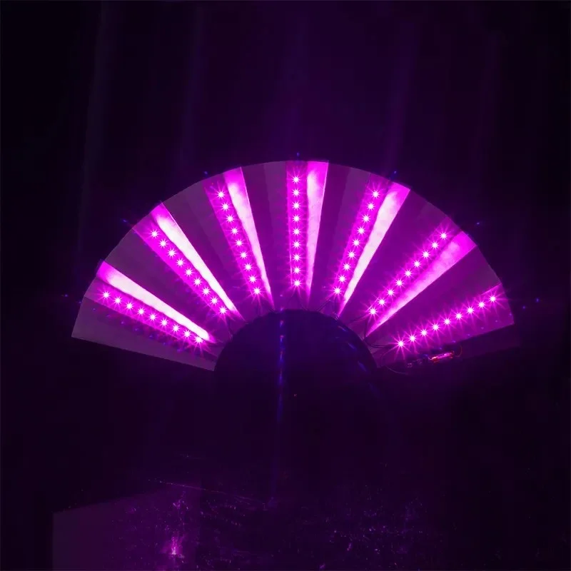 Glowing Disco Folding Fan Trendy Electronic Music Festival Party Performance Prop Flashing Bar Fanins folding fan