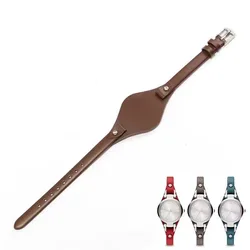 8mm Genuine Leather Soft Cowhide Women's Watch Strap Bracelet - 8mm - Silver Buckle (Coffee)
