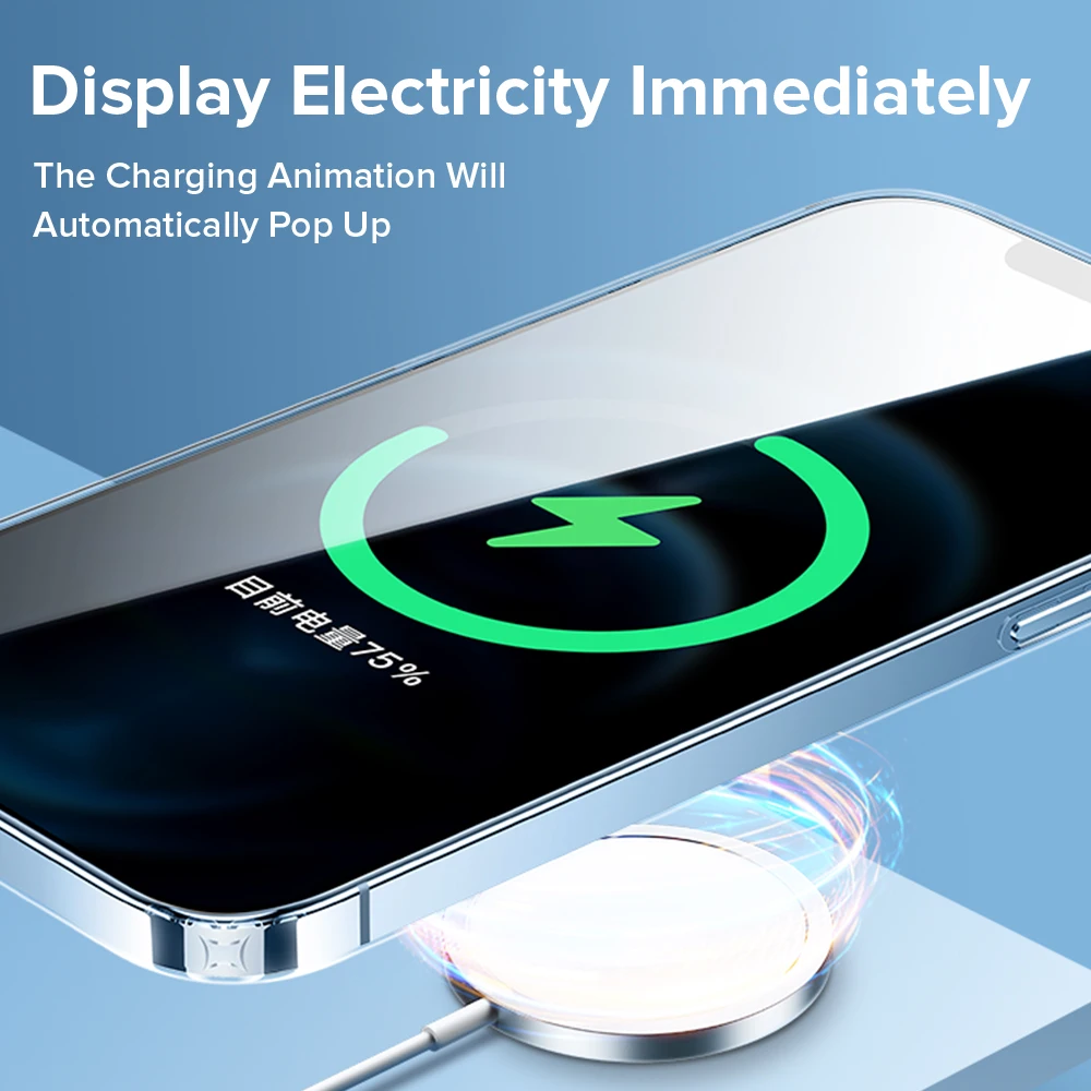 Joyroom Magnetic Case For iPhone14 13 12 Pro Max Transparent Cover For iPhone 13 Pro Max Case Wireless Charger Magnet Back Cover