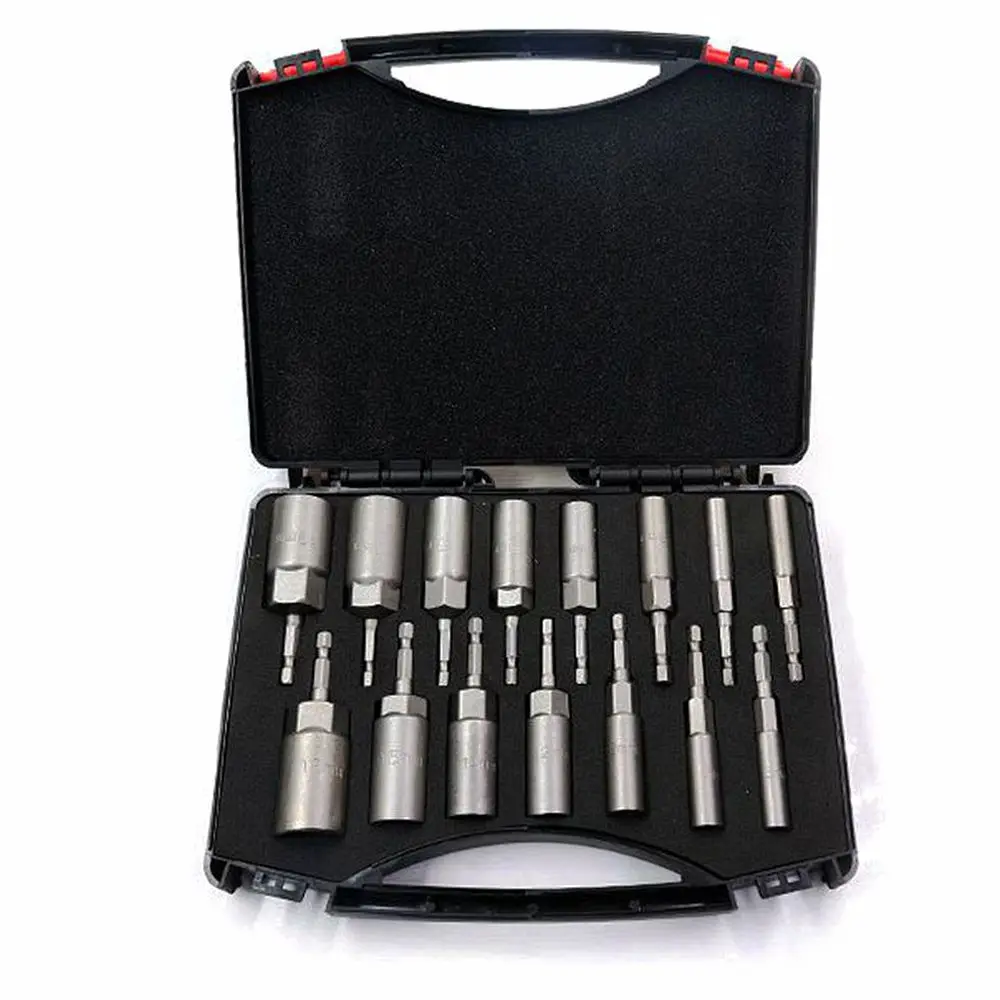 Hex Socket Sleeve Set Nozzles 5.5mm-19mm Nut Driver Set Power Screwdriver Handle Power Drills Impact Drivers Socket Wrench Tools 5