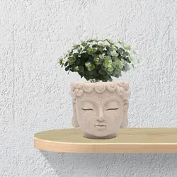 Zen - Inspired Buddha Head Planter Sculpture for Elegant Home and Office Decor (Style A)