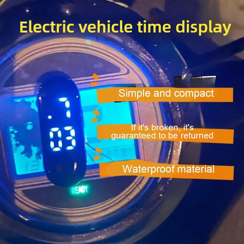 Waterproof LED Digital Display Clock for Motorcycles and Electric Scooters