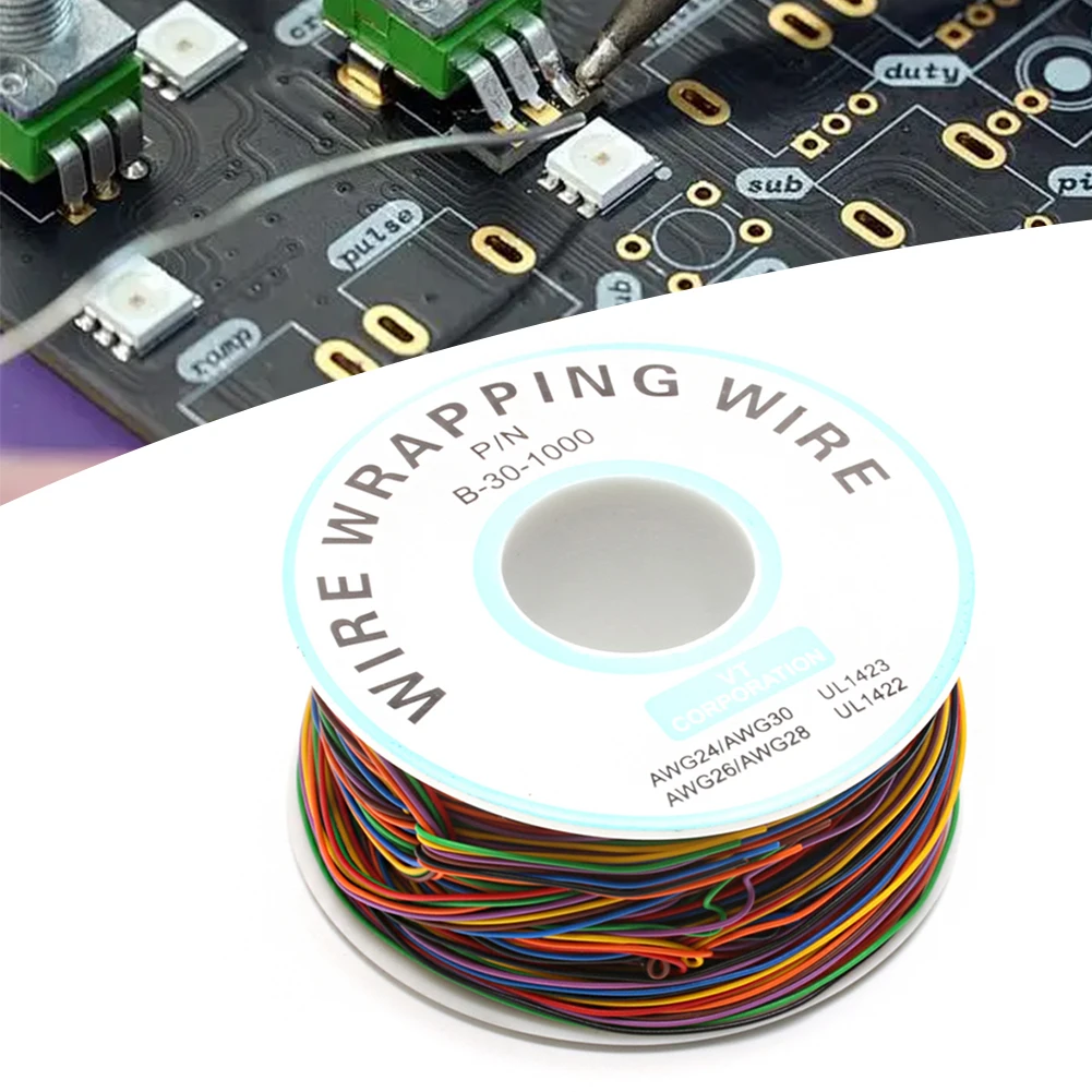 250M 30AWG Single Core PCB Jumper Cable Wire Tin Plated Copper Wire Wrapping Wire Insulation Electronic Conductor Wire Connector