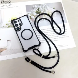 Magnetic Shockproof Crossbody Strap Lanyard Phone Case with MagSafe Compatibility - S23 Plus (Black)