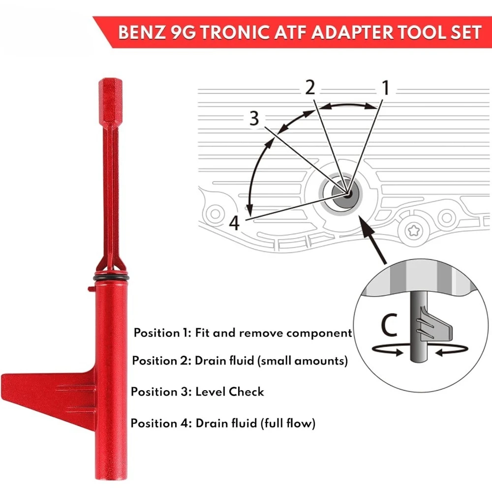 Strumento di riempimento della trasmissione in alluminio, compatibile con Mercedes Benz 725.0 9G-Tronic Strumento di trasmissione ATF per fluido di trasmissione a 9 velocità - immagine 4