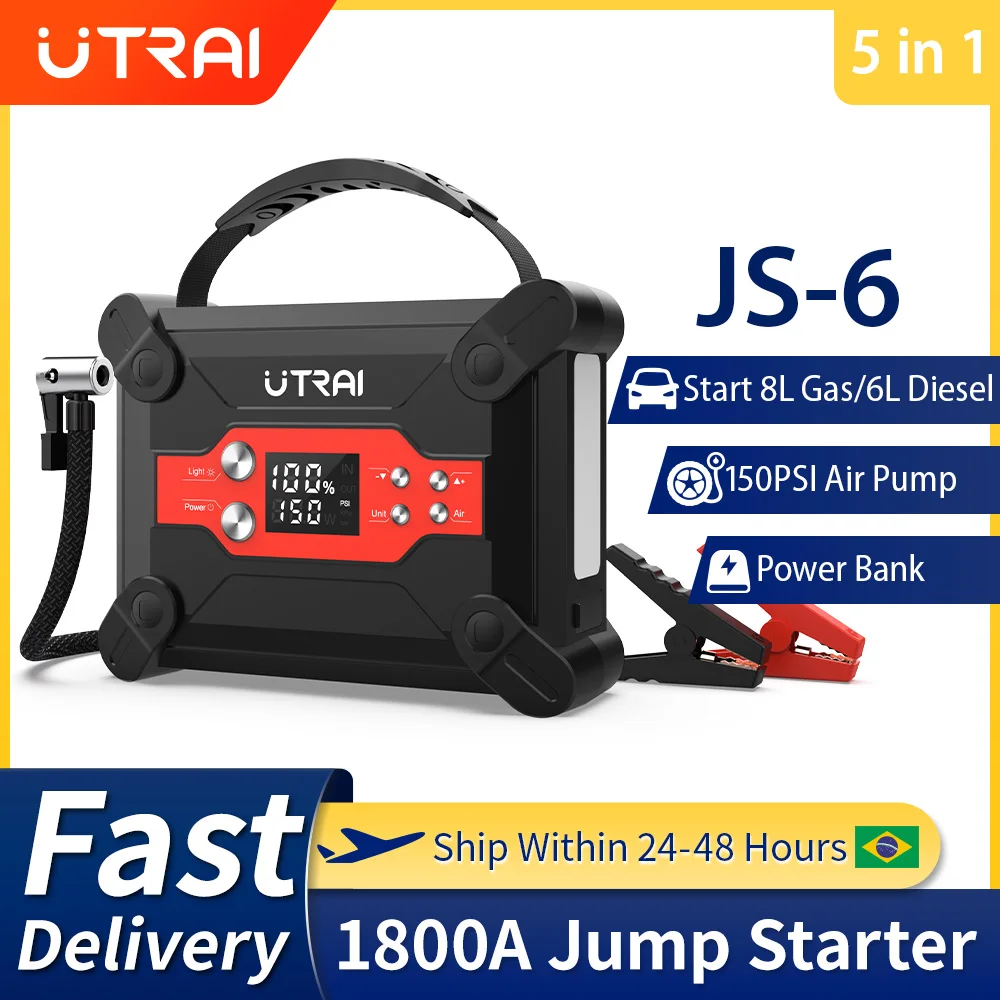UTRAIAirPumpCar1800AJumpStarterTireInflatorPowerBankPortable