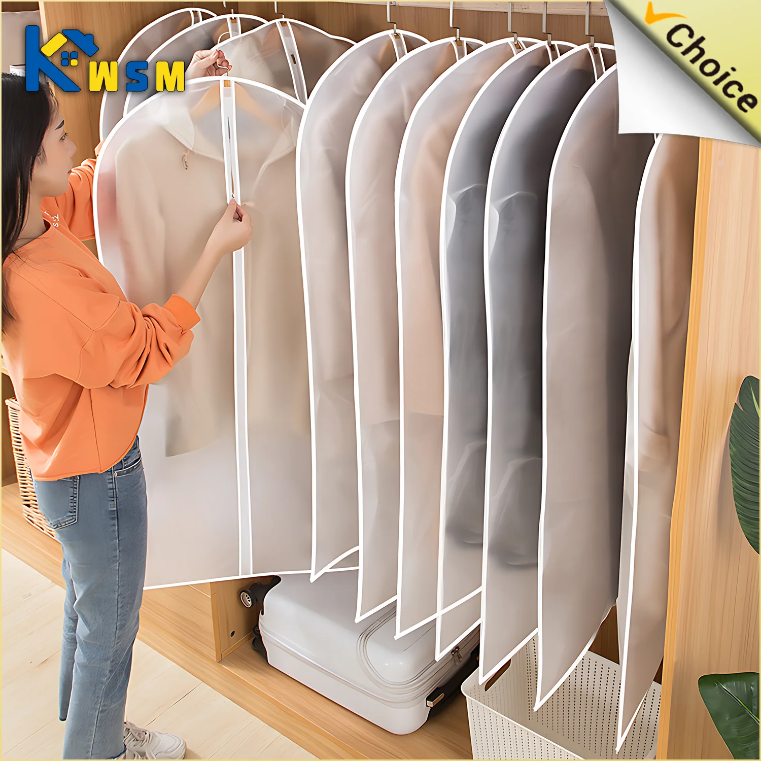 Clothes Storage Bag Clothing Dust Cover Garment Covers Wedding Dress Dust Cover 1/3/5/10PCS Washable Clothes Hanging Dust Cover Wedding Dress Cover Suit Coat Storage Bag Wardrobe Hanging Clothing Organizers