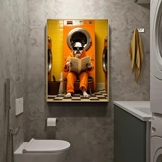 Affiches d'animaux chimpanzé, éléphant, Panda, impression d'art drôle, tableau mural, peinture sur toile pour salle de bains, toilettes, décoration de maison, cadeau 5