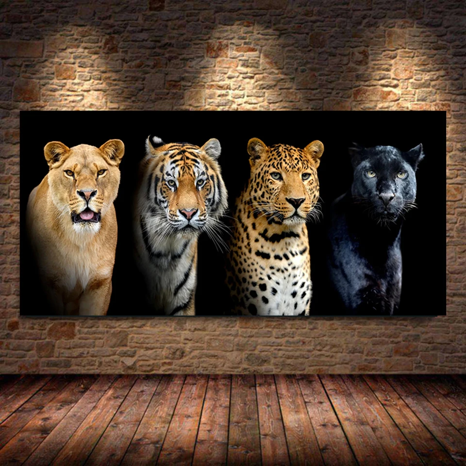 Large 5D DIY Diamond Painting New Arrival Big Wild Cats Lion Tiger Leopard Full Diamond Mosaic Embroidery Home Decoration V481