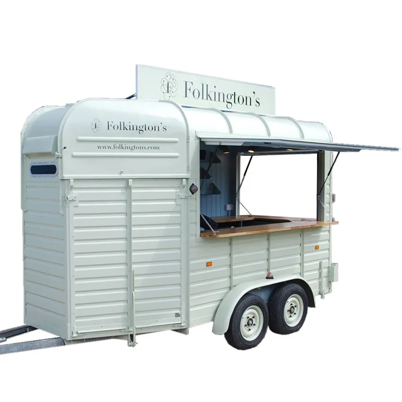 Nuovo Design Dessert Candy Cart Mobile Bar Vintage Fast Food Truck Horse Box Food Trailer Con Cucina Per Le Vendite