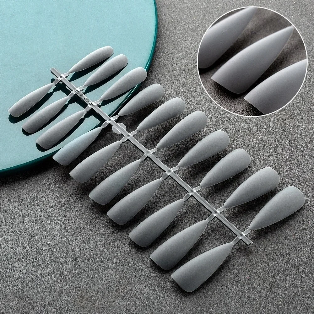 False Nail Tips Black Matte False Nail Tips Press on Nails Design Full Cover Nail Art Frosted Tips Fake Nails Extension Accessories