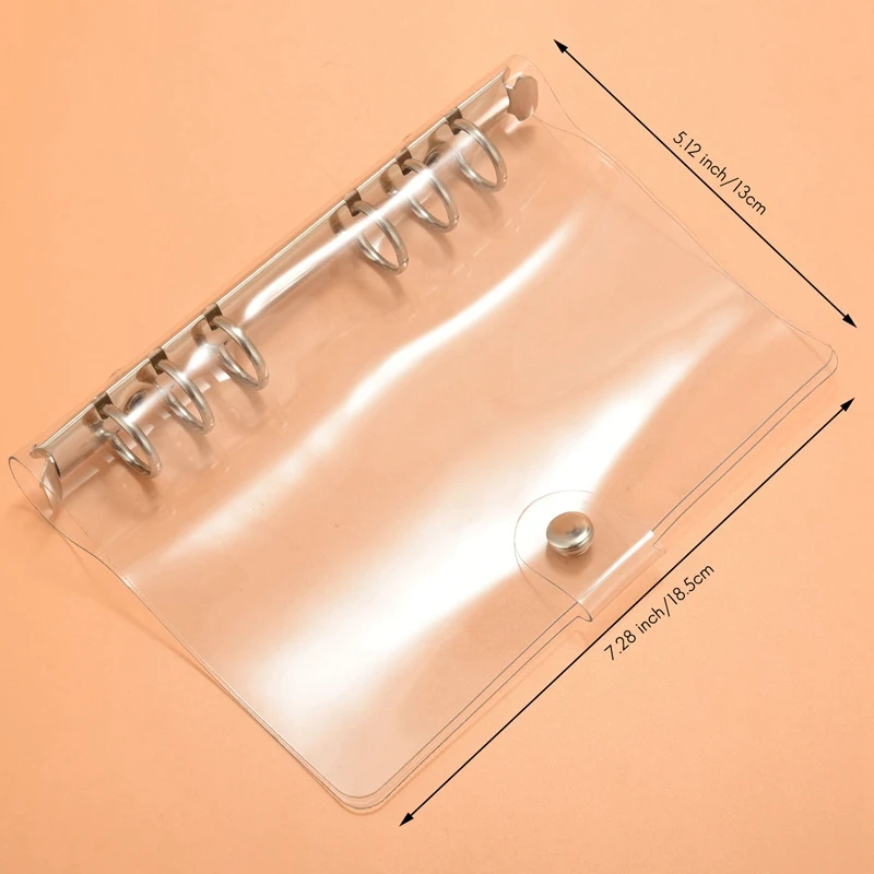 레인보우 클리어 PVC 바인더 커버, 리필 가능 노트북 바인더 보호대, 느슨한 잎 플래너 바인더 커버, 여러 가지 빛깔의 A6 6 링, 2 개