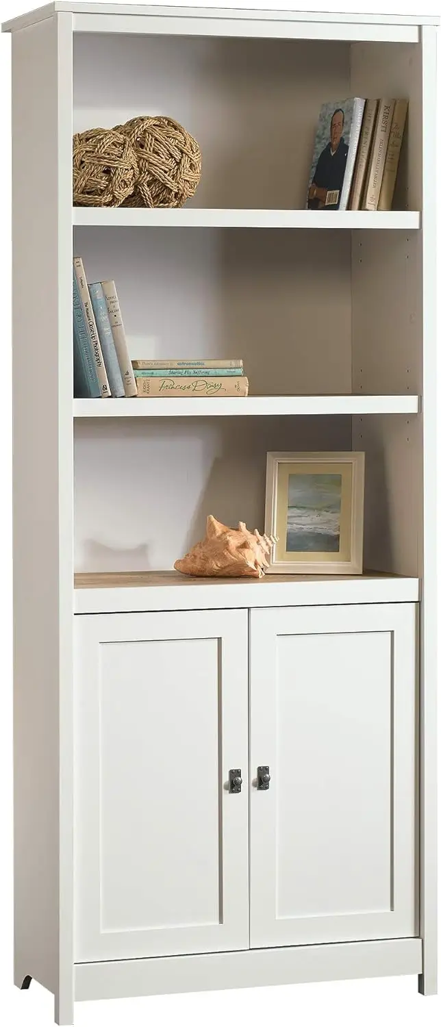 

Sauder Cottage Road Library with Doors/Book Shelf, L: 29.29" x W: 13.98" x H: 71.5", Soft White finish