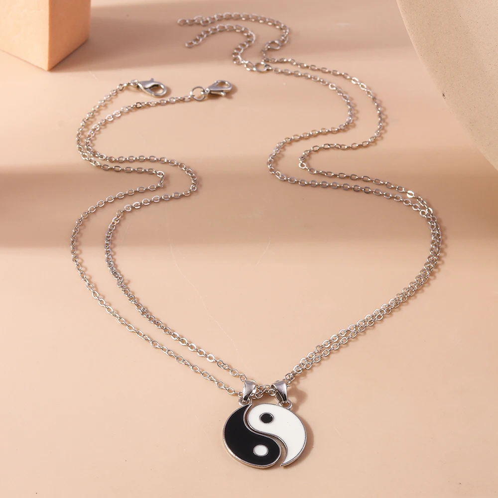 Aihua Hot Sell Smalto Yin Yang Tai Chi Collana per Donne Uomini Regalo di Compleanno Bff Migliori Amici Coppia Collana con Ciondolo Abbinato_voghion.com