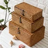 Handmade Wicker Woven Storage Box Rattan Storage Finishing Basket with Lid Sundry Bath Cosmetic Towel Container Laundry Basket 1