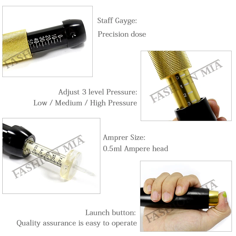 0.5ml 3 in 1 Handheld Injection Gun For Lose Weight Lipolysis Anti Wrinkle Hyaluronic Pen For Lips Filler 3 Gear Hyaluronic Pen