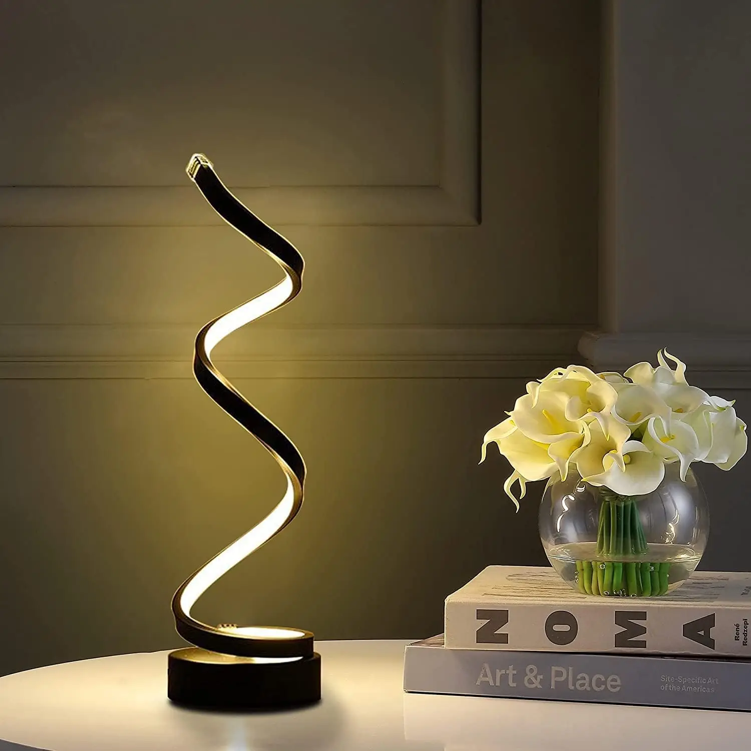 Table Lamps for Living Room,Modern Spiral Dimmable LED Table Lamp, Small Bedside Lamps, Nightstand Lamp for Bedroom Office Home 5