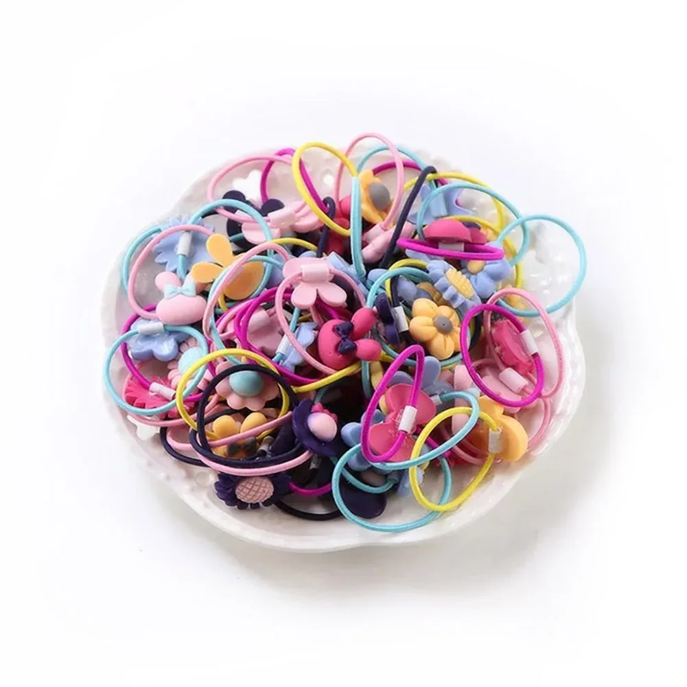 Cute Flowers Bows Baby Elastic hair accessories hair bands hair ties Hair Bands Cartoon Girls Hair Ties Kids Accessories 40Pcs Set
