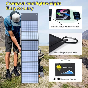 600W 1000W 18V เครื่องชาร์จพลังงานแสงอาทิตย์แบบพกพา 12V USB DC Camping แผงพับได้สําหรับโทรศัพท์มือถือแล็ปท็อปชาร์จ power Station 1