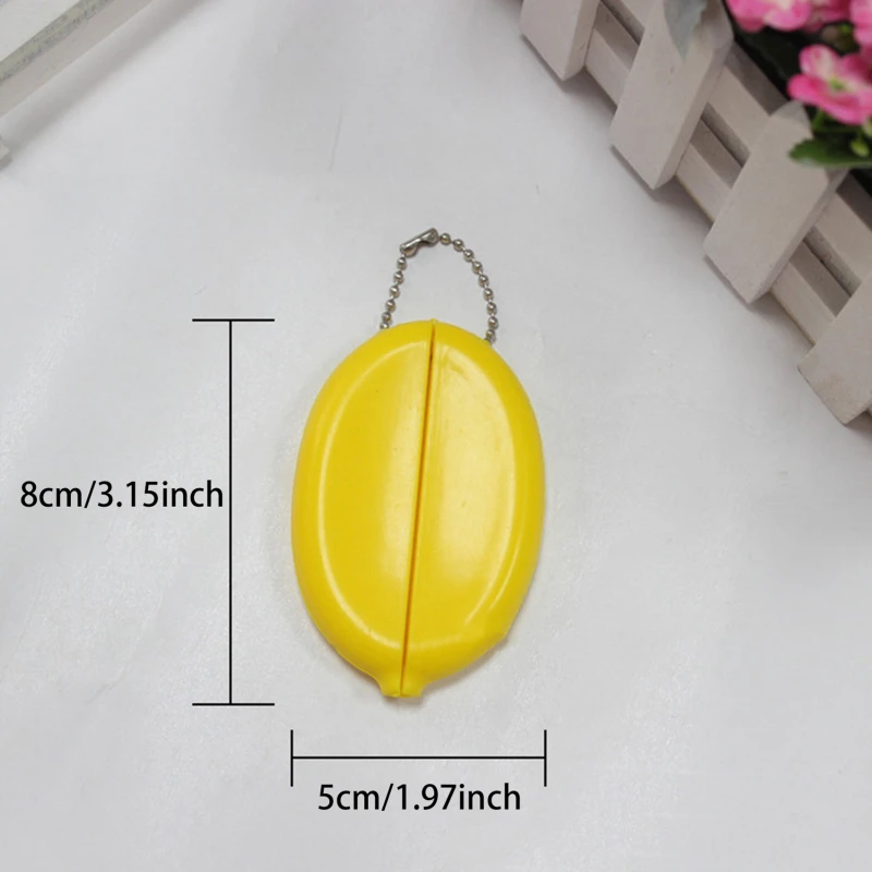 Small Oval Coin Purse Holds Change Mini Coin Purse Holders with Chain Solid Color PVC Fashion Portable Bag for Men Women