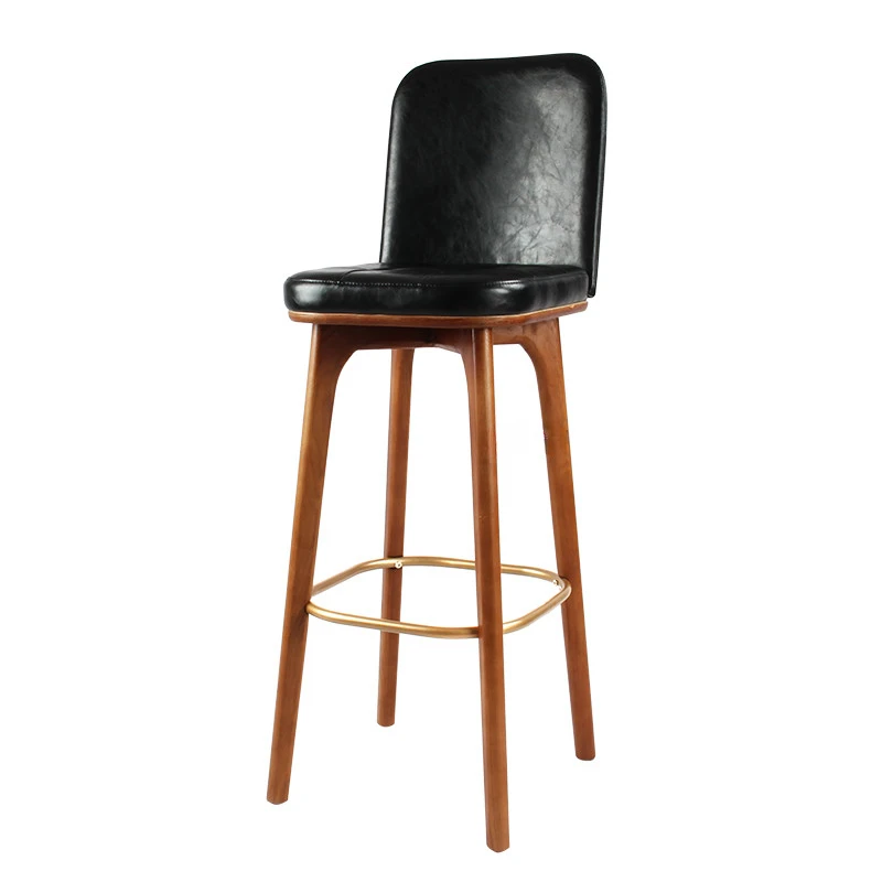 

Nordic Bar Chairs Bar Stools American High Stool Wrought Iron Wood tools Modern Minimalist Bar Chiar Leather Chairs