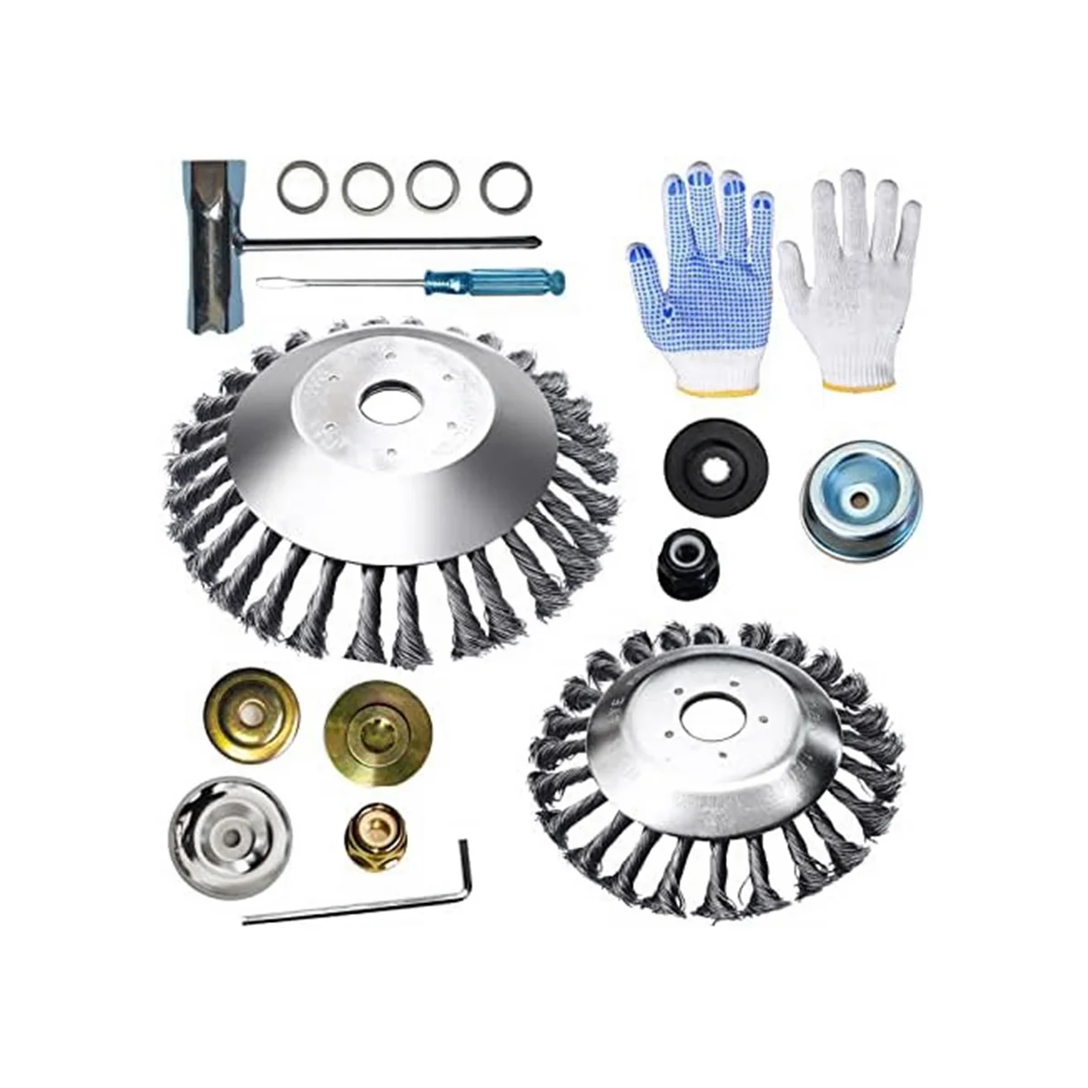 

Rotary Weed Steel Wire Brush, Brush Cutter Trimmer Head Set 6Inch 8Inch 2Pcs for Lawn Mower Tray, ,Lawnmower