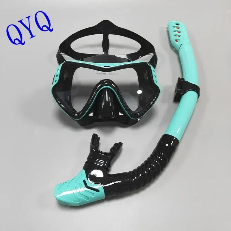 Adult Diving Suit Tempered Glass Mask Silicone Breathing Tube Set Full Dry Snorkeling Equipment