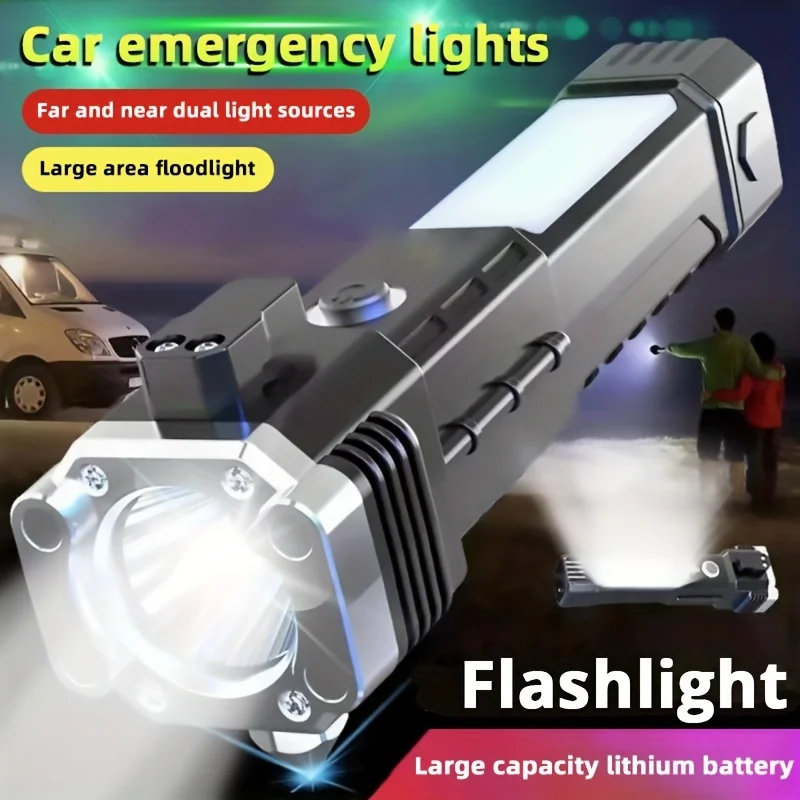 Car Safety Hammer 2 in 1 Safety Hammer And Portable USB Charging Led Flashlight