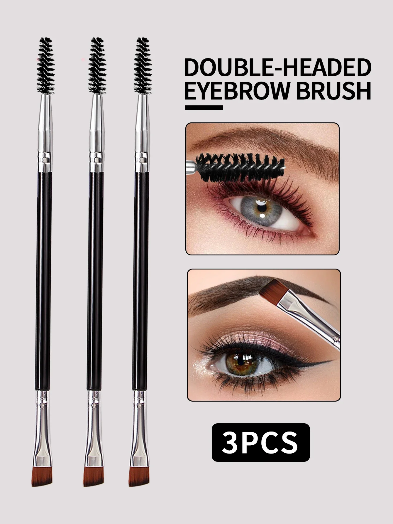 3pcs double head eyebrow brush diagonal eyebrow brush spiral brush blade eyeliner brush mascara brush makeup brush tool