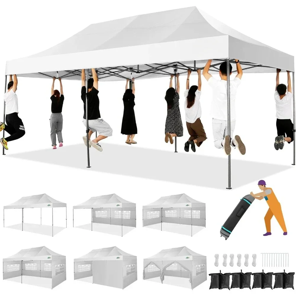 

Heavy Duty Pop up Canopy Tent with sidewalls, Outdoor Wedding Party Tents All Season Wind & Waterproof Gazebo Roller Bag
