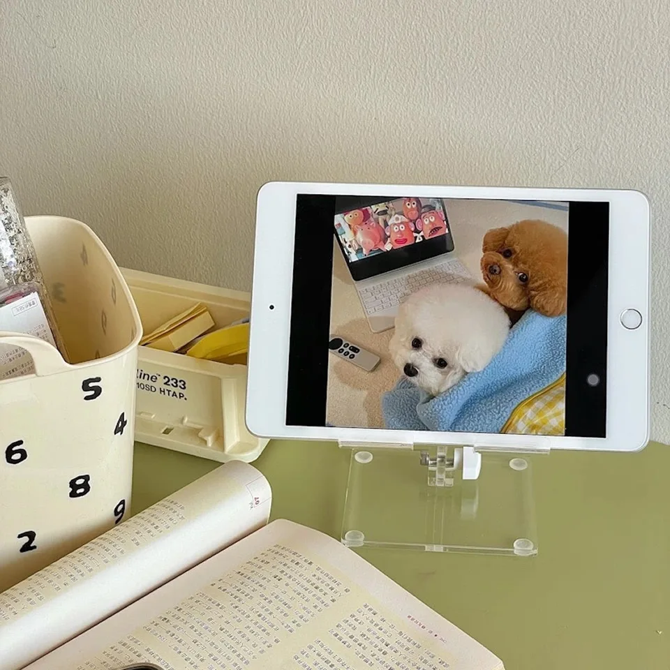 Tablet Stand OUTMIX Acrylic Desktop Adjustable Folding Transparent Holder for Mi Pad 4 Samsung iPad Pro Air Mini 12.9 Support