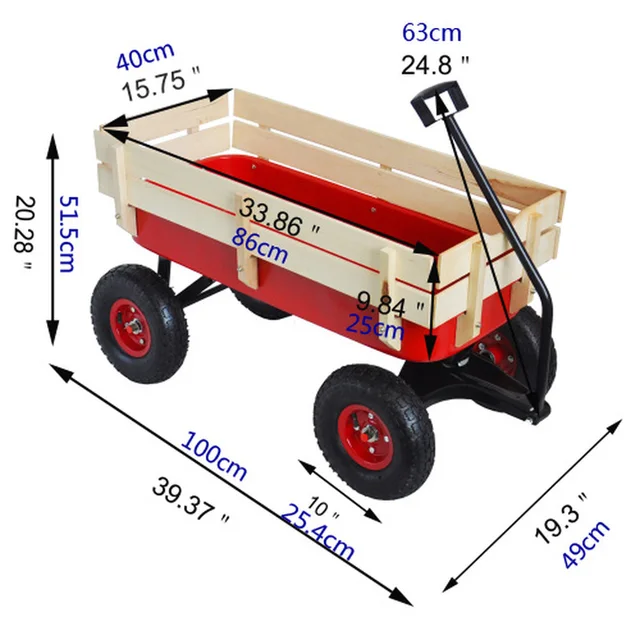 Kültéri Kocsi Minden Terepen Húzza Meg A 10 "-Es Fatorlátot Gumiabroncsok Gyerekkertet （Redred+Fehér - Image 2