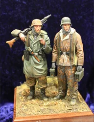 Figurine d'officier de guerre pour 2 personnes, échelle 1/16, en résine moulée, Kit d'assemblage, modèle de jouet (non peint) sans Base 