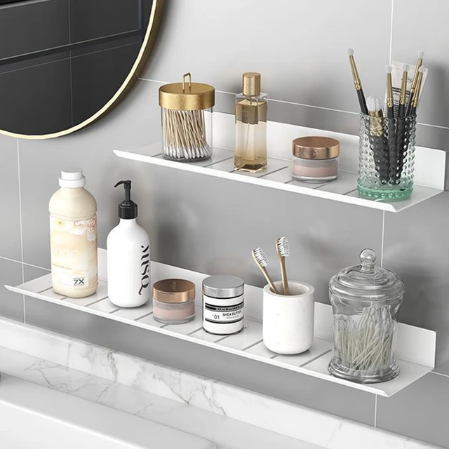 White Bathroom Shelf Bath Shower Shelf No Drill Bathroom Corner Shelf Wall  Mounted Bathroom Accessoriesbath Storage Rack - Bathroom Shelves -  AliExpress