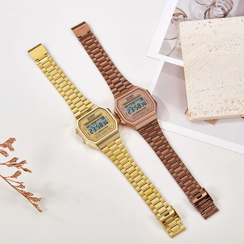 Digital Watches for Women Luxury Gold Ladies Sport Watch reloj mujer Stainless steel Electronic Watch Alarm Clocks Gifts 4