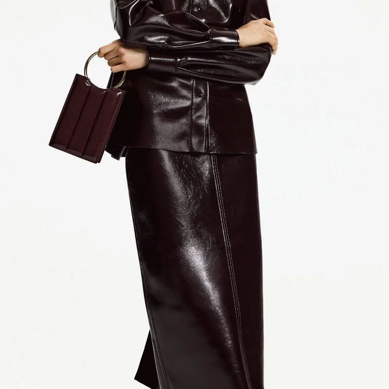 Vintage Women Leather Sets Lapel Single Breasted Jacket Slim Fit Mini Skirt Retro Fashin Female Suit 2024 Lady Jacket Skirt Sets 6