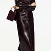 Vintage Women Leather Sets Lapel Single Breasted Jacket Slim Fit Mini Skirt Retro Fashin Female Suit 2024 Lady Jacket Skirt Sets 6