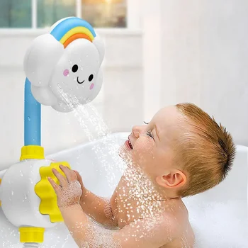 Baby Cartoon Cloud Classic Shower Bath Toy Press Button Sprinkle Bathroom Swimming Bathing Shower Educational Toys For Kid Gift 1