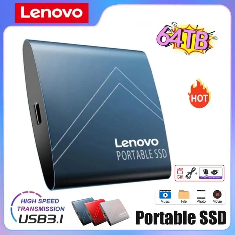 레노버 휴대용 외장 SSD, USB 3.1, 고속 모바일 솔리드 스테이트 드라이브, PC 맥 데스크탑용, 16TB 외장 하드 드라이브, 60TB, 30TB