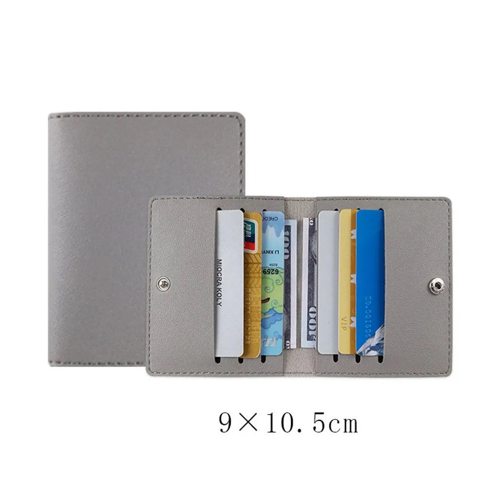 10.5*9cm Men Women PU Leather Solid Color Card Cover Case Pocket Wallets Small Card Holder Pouch Card Holder Purse Wallet