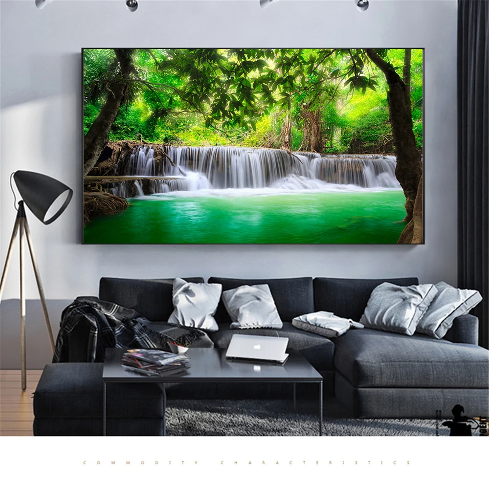

HD Prints Canvas Posters Home Decor Landscape Natural Waterfall Paintings Wall Art Scenery Picture Waterfall Modular Living Room