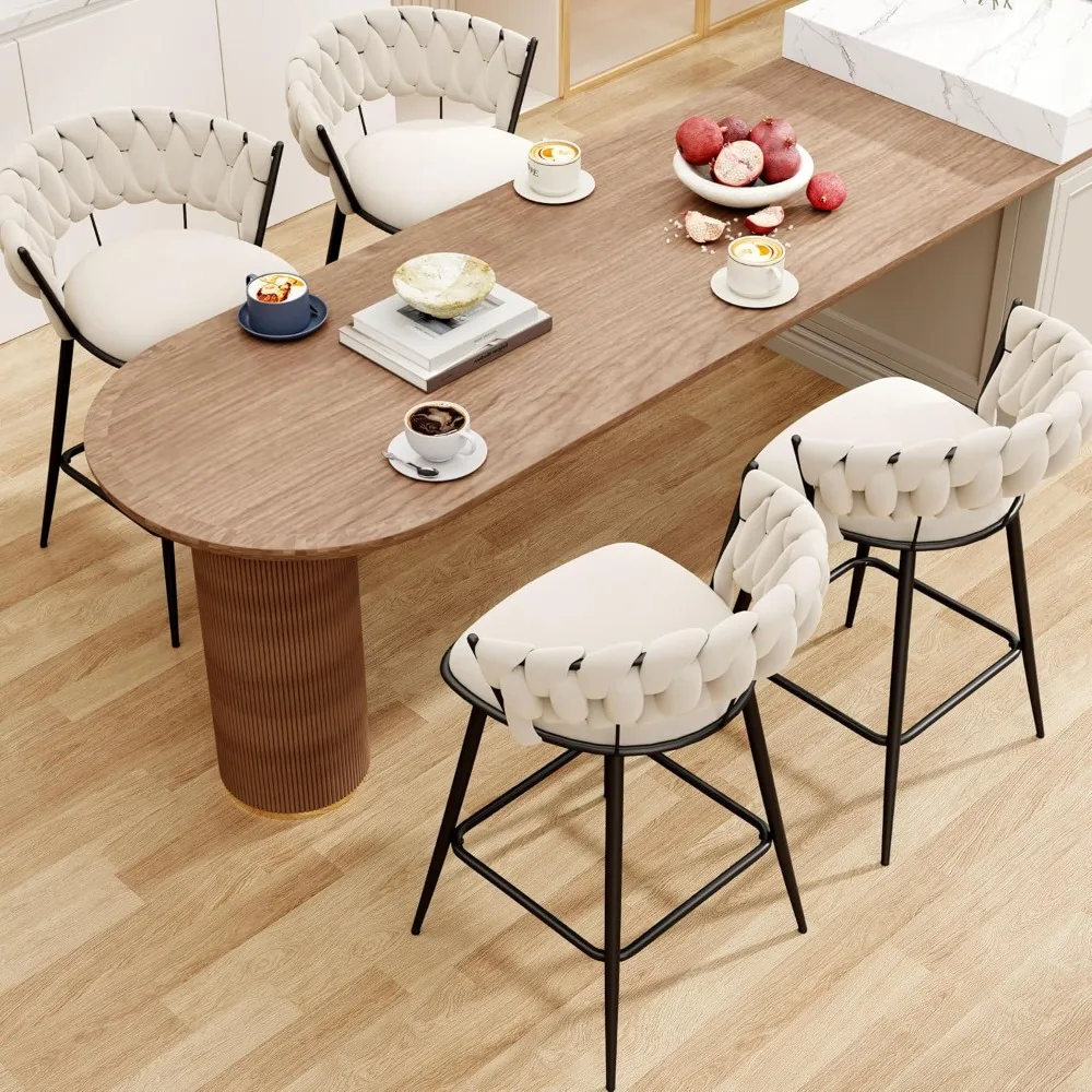 30-Inch Velvet Bar Stools Set 5