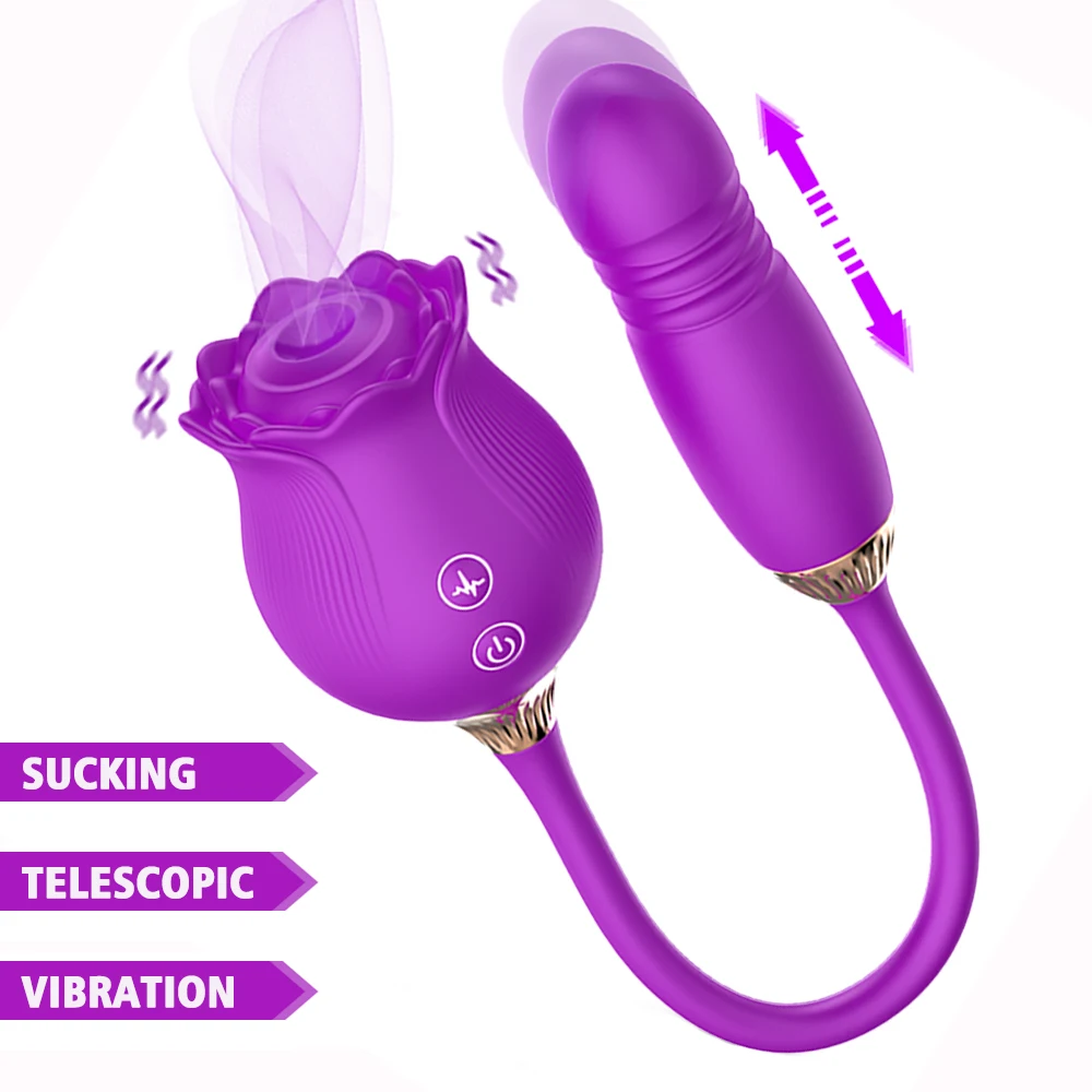 Adult Toys Rose Vibrator for Women Satisfied Clitoris Sucker Porn  Telescopic Vibration Dildo Silicone Vacuum Vibrate Sex Shop 18 - AliExpress