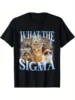 EWH Men Women What The Sigma Funny Meme Cat For Cat Lovers T-Shirt 1