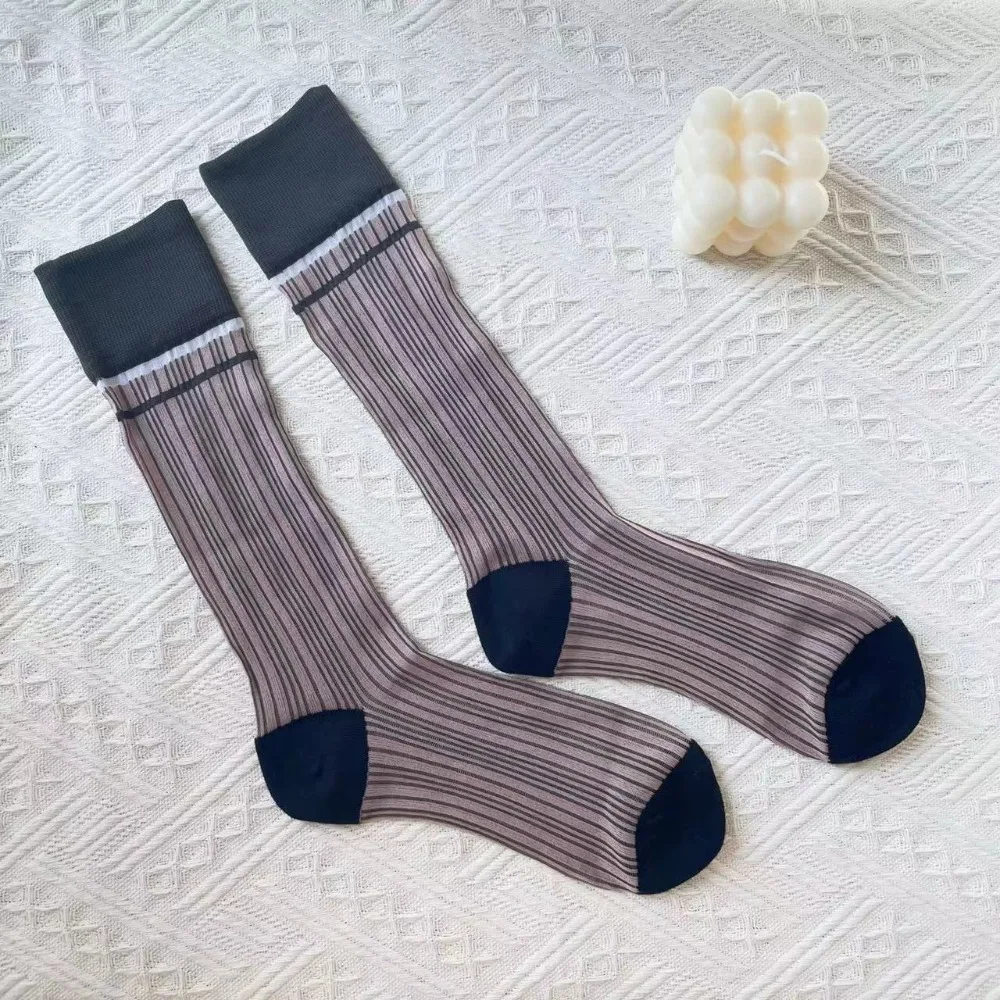 Spring and Summer Outerwear Socks Look High-end Contrasting Colors Breathable Ultra-thin for Women Girls Comfortable Breathable - 2